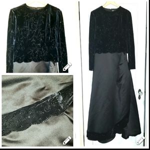 VTG Jianini black satin velvet formal beaded gown16